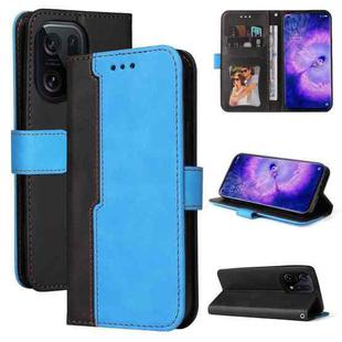 For OPPO Find X5 Pro Stitching-Color Flip Leather Phone Case(Blue)