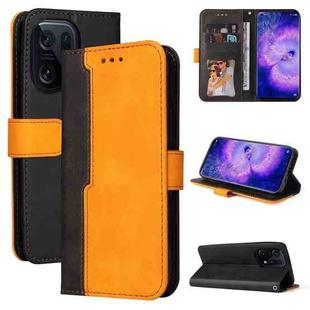 For OPPO Find X5 Pro Stitching-Color Flip Leather Phone Case(Orange)