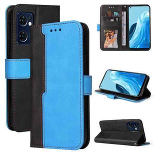For OPPO Find X5 Lite / Reno7 5G Global Stitching-Color Flip Leather Phone Case(Blue)