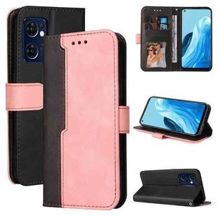For OPPO Find X5 Lite / Reno7 5G Global Stitching-Color Flip Leather Phone Case(Pink)