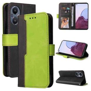 For OPPO Reno7 Z 5G / A96 5G Stitching-Color Flip Leather Phone Case(Green)