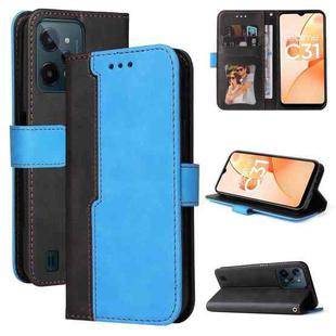 For OPPO Realme C31 4G Stitching-Color Flip Leather Phone Case(Blue)