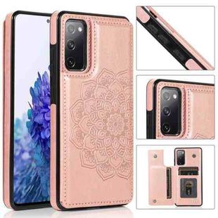 For Samsung Galaxy S20 FE Double Buckle Mandala PU+TPU Phone Case(Rose Gold)