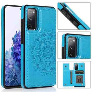 For Samsung Galaxy S20 FE Double Buckle Mandala PU+TPU Phone Case(Blue)