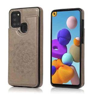 For Samsung Galaxy A21s Double Buckle Mandala PU+TPU Phone Case(Grey)