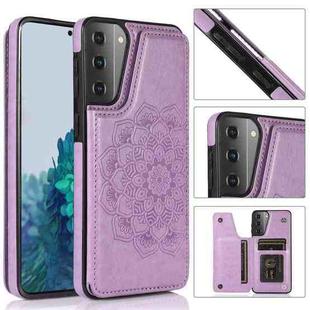 For Samsung Galaxy S21+ 5G Double Buckle Mandala PU+TPU Phone Case(Purple)