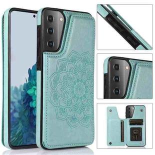 For Samsung Galaxy S21+ 5G Double Buckle Mandala PU+TPU Phone Case(Green)