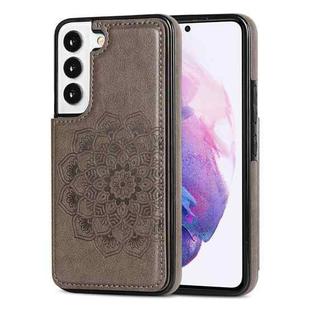 For Samsung Galaxy S22 5G Double Buckle Mandala PU+TPU Phone Case(Grey)