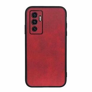 For vivo S10e 5G / V23e Accurate Hole Two-color Calf Texture PU Phone Case(Red)