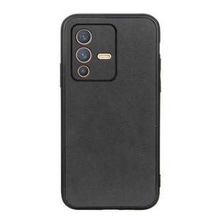 For vivo S12 5G / V23 5G Accurate Hole Two-color Calf Texture PU Phone Case(Black)