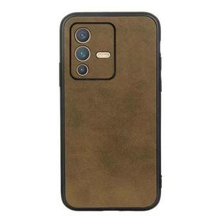 For vivo S12 5G / V23 5G Accurate Hole Two-color Calf Texture PU Phone Case(Green)