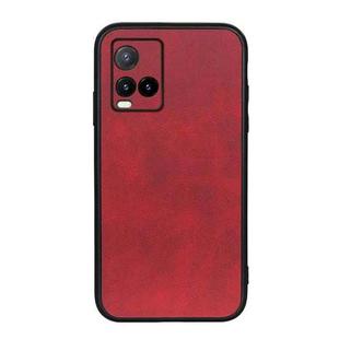 For vivo Y32 China / Y21s / Y33s / Y21t Accurate Hole Two-color Calf Texture PU Phone Case(Red)