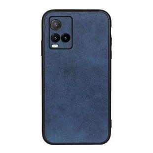 For vivo Y32 China / Y21s / Y33s / Y21t Accurate Hole Two-color Calf Texture PU Phone Case(Blue)