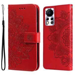 For Infinix Hot 11S NFC 7-petal Flowers Embossed Flip Leather Phone Case(Red)
