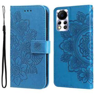 For Infinix Hot 11S NFC 7-petal Flowers Embossed Flip Leather Phone Case(Blue)