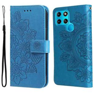 For Infinix Smart 6 7-petal Flowers Embossed Flip Leather Phone Case(Blue)