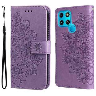 For Infinix Smart 6 7-petal Flowers Embossed Flip Leather Phone Case(Light Purple)