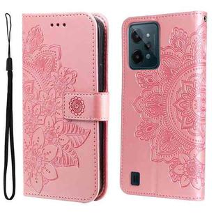 For OPPO Realme C31 4G 7-petal Flowers Embossed Flip Leather Phone Case(Rose Gold)