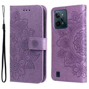 For OPPO Realme C31 4G 7-petal Flowers Embossed Flip Leather Phone Case(Light Purple)