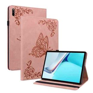 For Huawei MatePad 11 2021 Butterfly Flower Embossed Leather Tablet Case(Rose Gold)