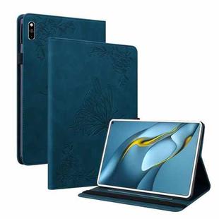 For Huawei MatePad Pro 10.8 2021 Butterfly Flower Embossed Leather Tablet Case(Blue)