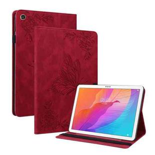 For Huawei MatePad T 10s/Enjoy Tablet 2 Butterfly Flower Embossed Leather Tablet Case(Red)