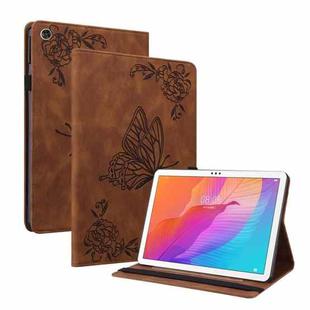 For Huawei MatePad T 10s/Enjoy Tablet 2 Butterfly Flower Embossed Leather Tablet Case(Brown)