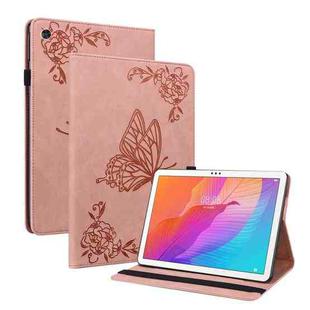 For Huawei MatePad T 10s/Enjoy Tablet 2 Butterfly Flower Embossed Leather Tablet Case(Rose Gold)