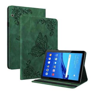 For Huawei MediaPad T5 Butterfly Flower Embossed Leather Tablet Case(Green)