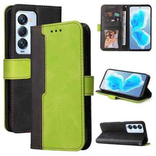 For Tecno Camon 18 Premier Stitching-Color Horizontal Flip Leather Case(Green)
