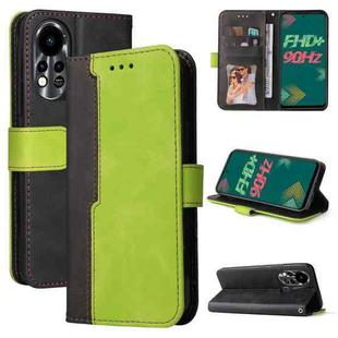 For Infinix Hot 11S Stitching-Color Horizontal Flip Leather Case(Green)