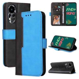 For Infinix Hot 11S Stitching-Color Horizontal Flip Leather Case(Blue)