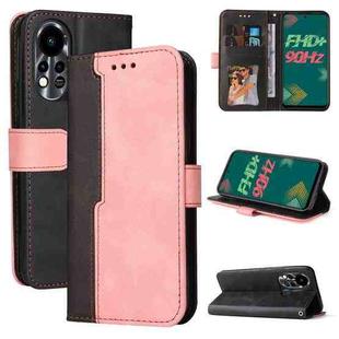 For Infinix Hot 11S Stitching-Color Horizontal Flip Leather Case(Pink)