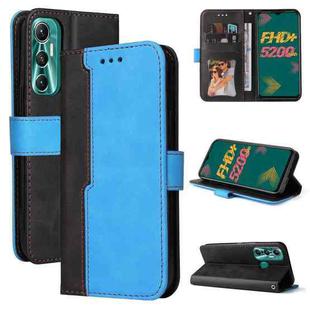 For Infinix Hot 11 Stitching-Color Horizontal Flip Leather Case(Blue)