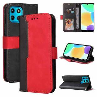 For Infinix Smart 6 Stitching-Color Horizontal Flip Leather Case(Red)