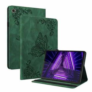 For Lenovo M10 Plus 10.3 TB-X606F/TB-X606X Butterfly Flower Embossed Leather Tablet Case(Green)