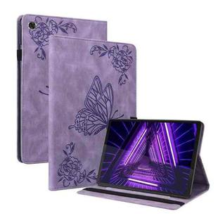 For Lenovo M10 Plus 10.3 TB-X606F/TB-X606X Butterfly Flower Embossed Leather Tablet Case(Purple)