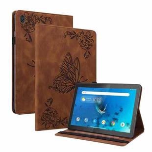 For Lenovo Tab M10 TB-X605L/X605F Butterfly Flower Embossed Leather Tablet Case(Brown)