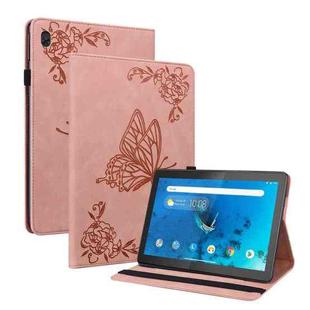 For Lenovo Tab M10 TB-X605L/X605F Butterfly Flower Embossed Leather Tablet Case(Rose Gold)