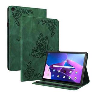 For Lenovo Tab M10 Plus 10.6 3rd Gen Butterfly Flower Embossed Leather Tablet Case(Green)