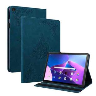 For Lenovo Tab M10 Plus 10.6 3rd Gen Butterfly Flower Embossed Leather Tablet Case(Blue)