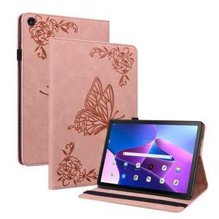 For Lenovo Tab M10 Plus 10.6 3rd Gen Butterfly Flower Embossed Leather Tablet Case(Rose Gold)