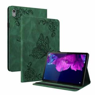 For Lenovo Tab P11 TB-J606F Butterfly Flower Embossed Leather Tablet Case(Green)