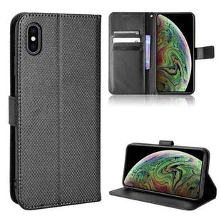 For iPhone XS Max Diamond Texture Leather Phone Case(Black)