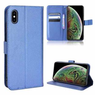 For iPhone XS Max Diamond Texture Leather Phone Case(Blue)