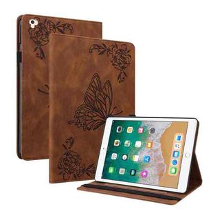 Butterfly Flower Embossed Leather Tablet Case For iPad 9.7 inch 2017 / 2018(Brown)