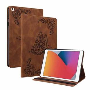 Butterfly Flower Embossed Leather Tablet Case For iPad 10.2 2021&2020&2019 / Air 2019(Brown)