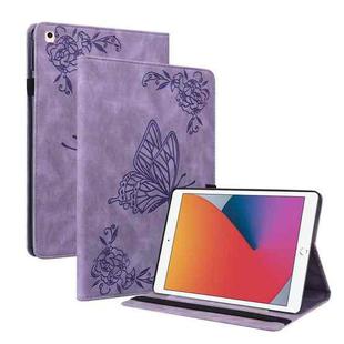 Butterfly Flower Embossed Leather Tablet Case For iPad 10.2 2021&2020&2019 / Air 2019(Purple)