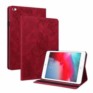 Butterfly Flower Embossed Leather Tablet Case For iPad mini 2019 / 4 / 3 / 2 / 1(Red)