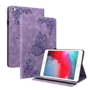 Butterfly Flower Embossed Leather Tablet Case For iPad mini 2019 / 4 / 3 / 2 / 1(Purple)